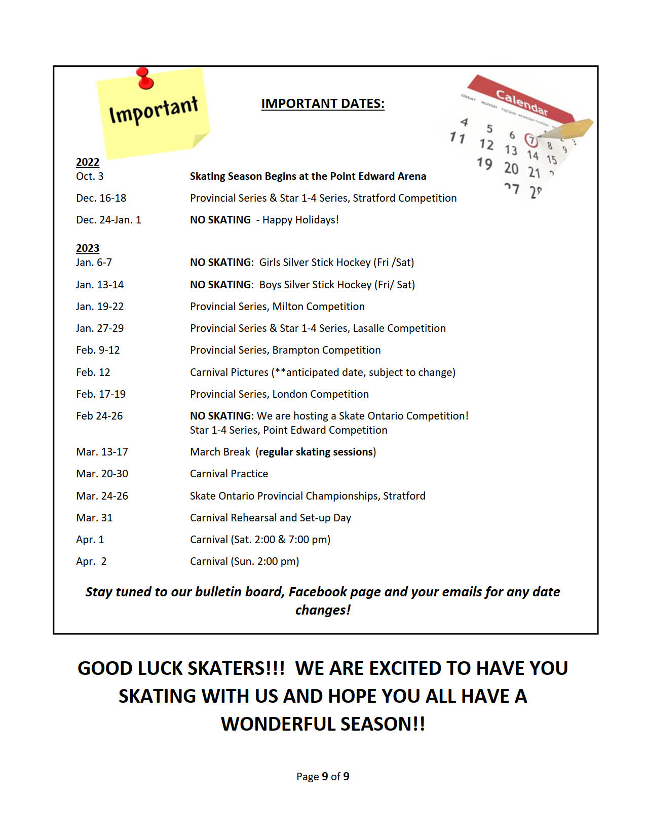 20222023 Brochure Point Edward Skating Club powered by Uplifter